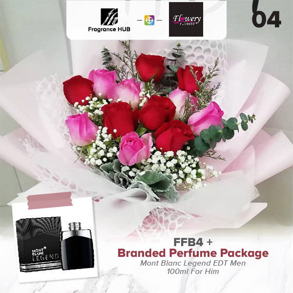 FFB4 Bouquet + Fragrance Hub Branded Perfume (By: Flowery Florist from Seri Kembangan)