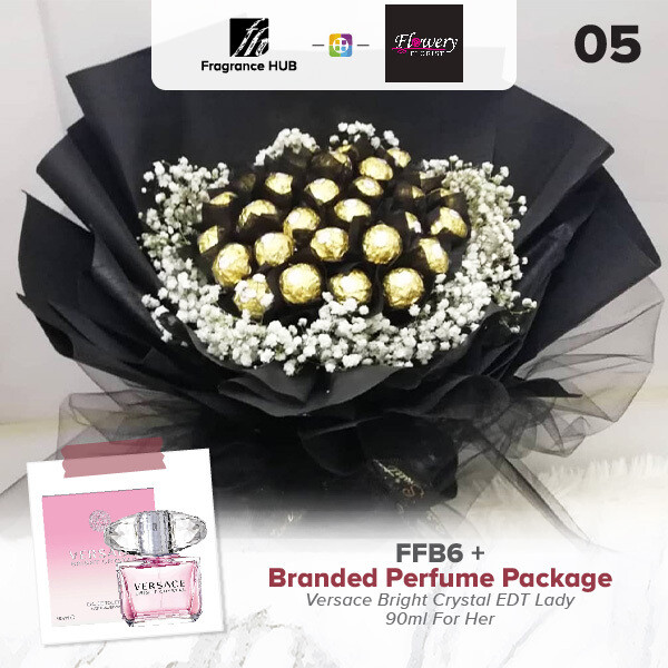 FFB6 Bouquet + Fragrance Hub Branded Perfume (By: Flowery Florist from Seri Kembangan)