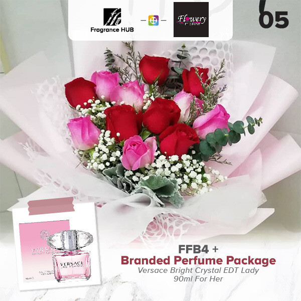 FFB4 Bouquet + Fragrance Hub Branded Perfume (By: Flowery Florist from Seri Kembangan)