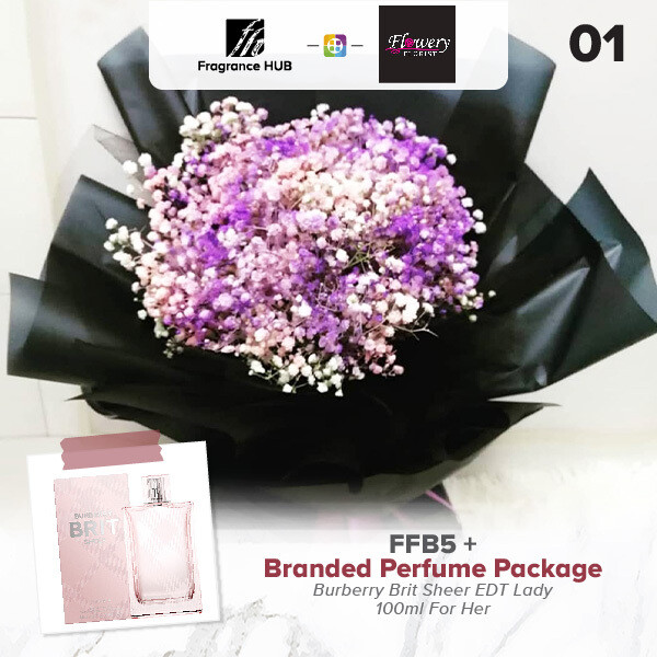 FFB5 Bouquet + Fragrance Hub Branded Perfume (By: Flowery Florist from Seri Kembangan)