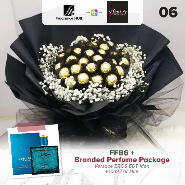 FFB6 Bouquet + Fragrance Hub Branded Perfume (By: Flowery Florist from Seri Kembangan)
