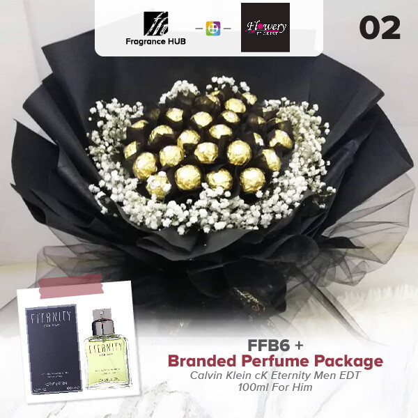 FFB6 Bouquet + Fragrance Hub Branded Perfume (By: Flowery Florist from Seri Kembangan)