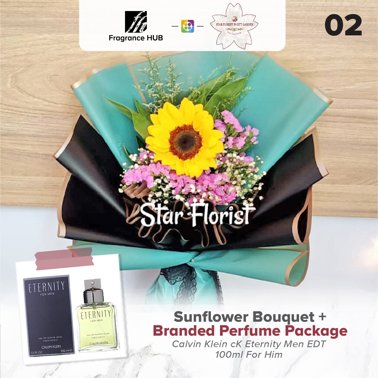 Sunflower Bouquet + Fragrance Hub Branded Perfume (By: Star Florist from Puchong)