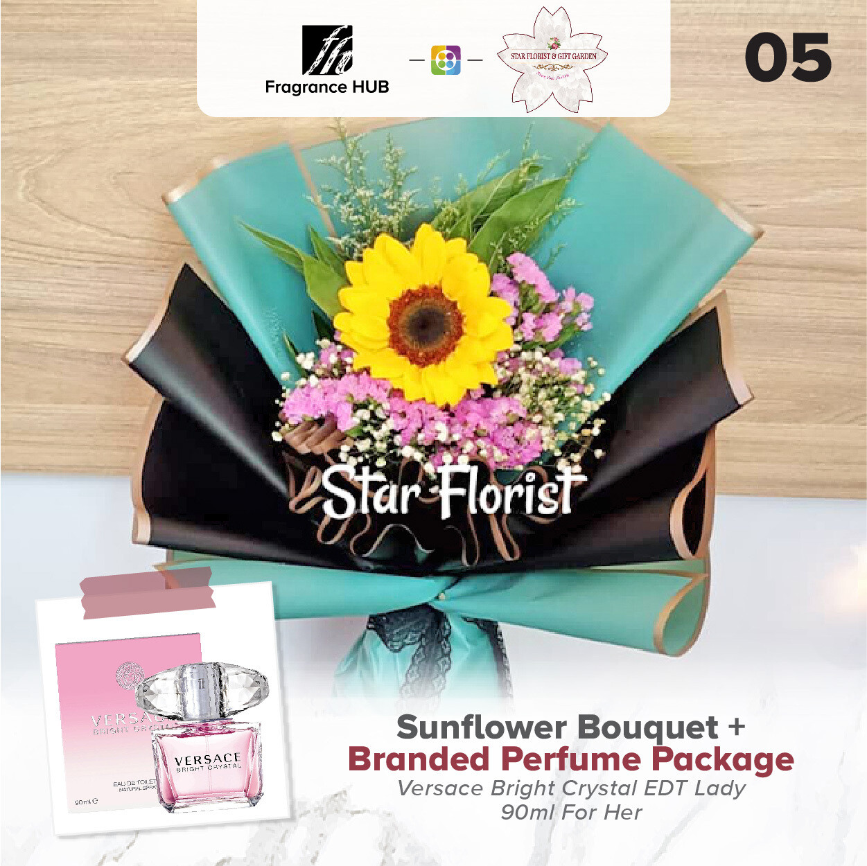 Sunflower Bouquet + Fragrance Hub Branded Perfume (By: Star Florist from Puchong)