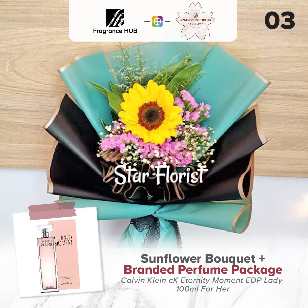 Sunflower Bouquet + Fragrance Hub Branded Perfume (By: Star Florist from Puchong)