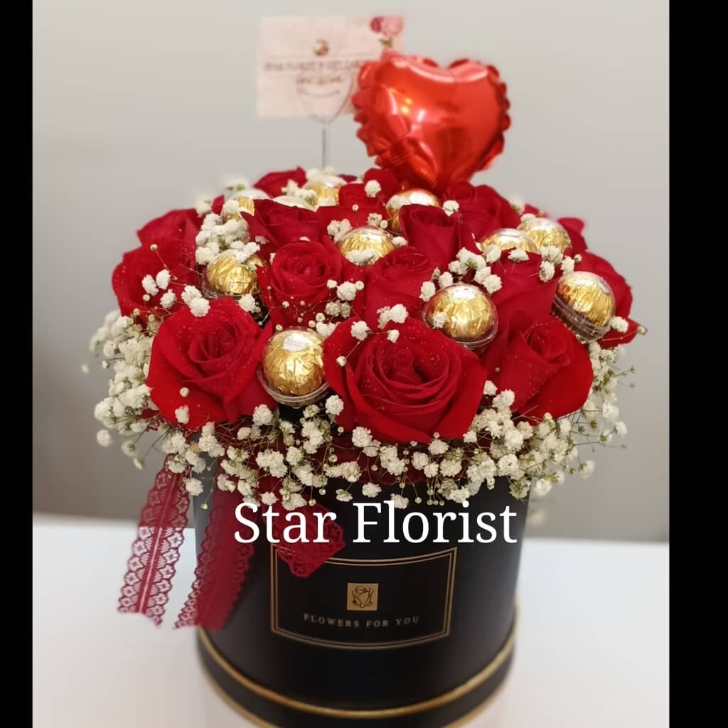 Flower For You (Red Rose + Ferrero Rocher) (By: Star Florist from Puchong)