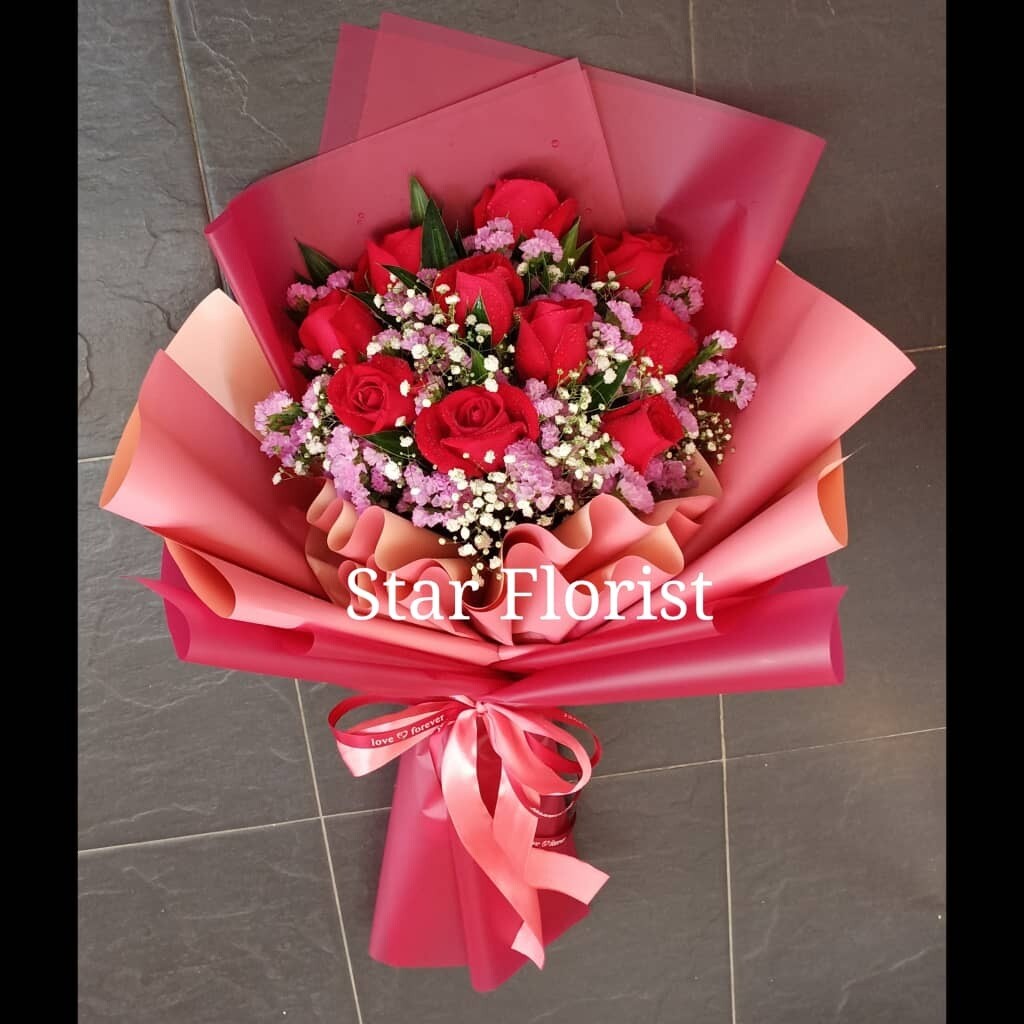 10pcs Red Rose Bouquet (By: Star Florist from Puchong)