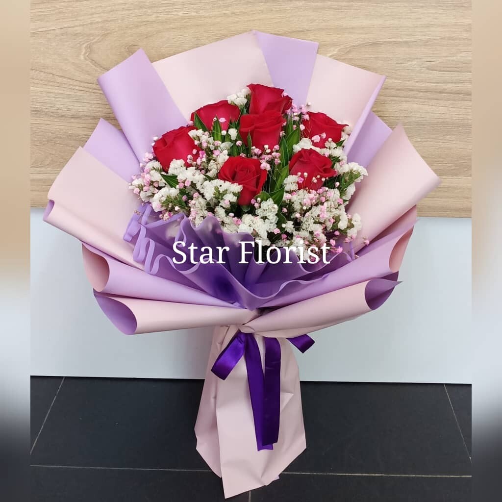 7pcs Red Rose Bouquet (By: Star Florist from Puchong)
