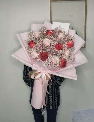 12 ROSE+BABY BREATH XL (By: Rovtea Empire from Ampang)