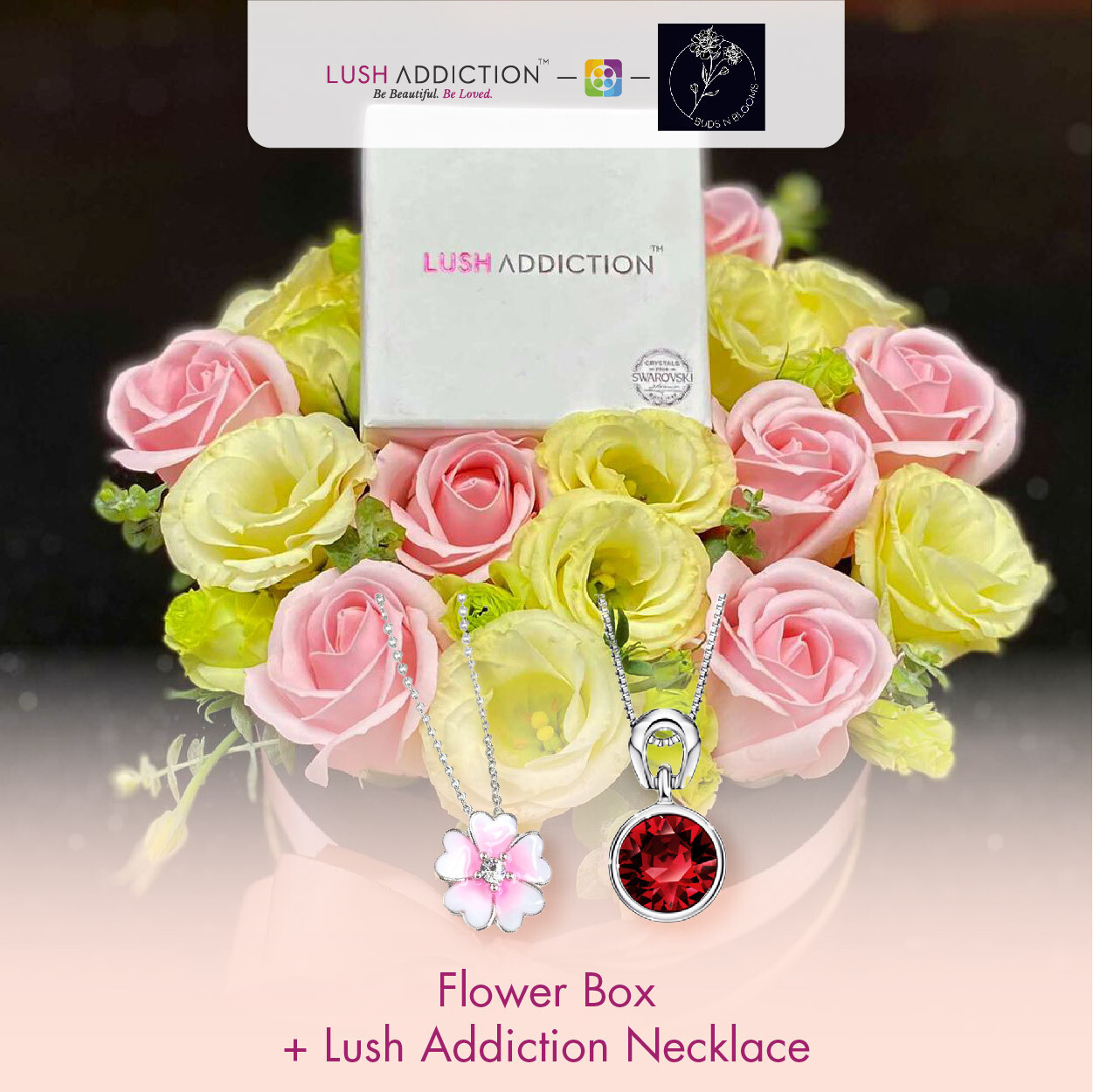 Floral Box + Lush Addiction Necklace (By: Buds N Blooms from KL)