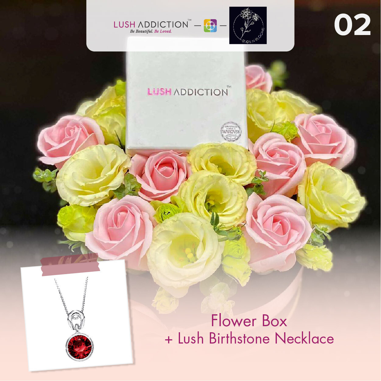 Floral Box + Lush Addiction Necklace (By: Buds N Blooms from KL)