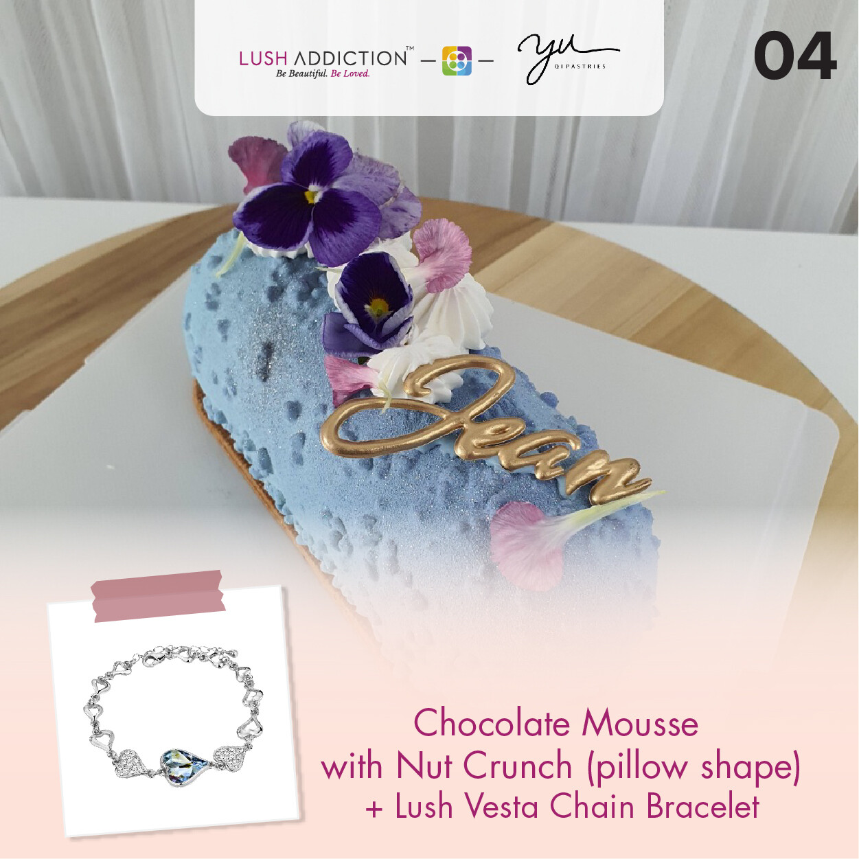Chocolate Mousse with Nut Crunch (Pillow Shape) + Lush Addiction Necklace (By: Yu.Qi Pastries  from KL)