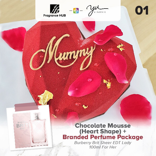 Chocolate Mousse (Heart Shape) + Fragrance Hub Branded Perfume (By: Yu.Qi Pastries from KL)
