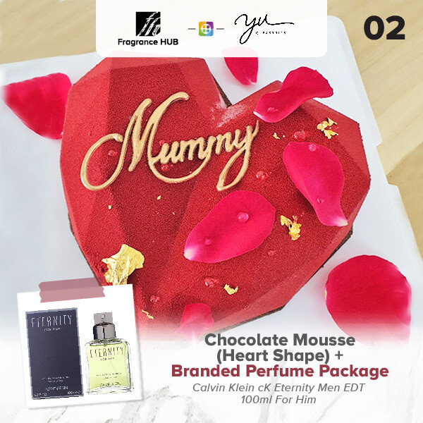 Chocolate Mousse (Heart Shape) + Fragrance Hub Branded Perfume (By: Yu.Qi Pastries from KL)