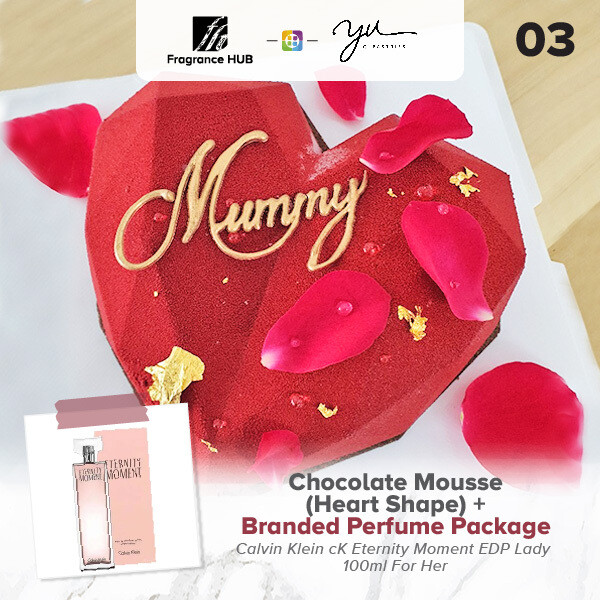Chocolate Mousse (Heart Shape) + Fragrance Hub Branded Perfume (By: Yu.Qi Pastries from KL)