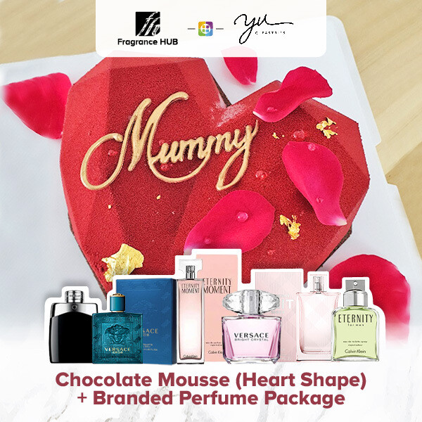 Chocolate Mousse (Heart Shape) + Fragrance Hub Branded Perfume (By: Yu.Qi Pastries from KL)