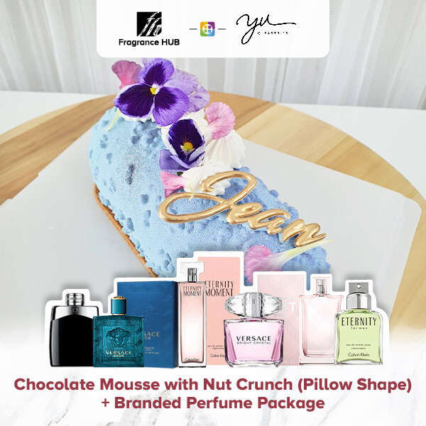 Chocolate Mousse with Nut Crunch (Pillow Shape) + Fragrance Hub Branded Perfume (By: Yu.Qi Pastries from KL)