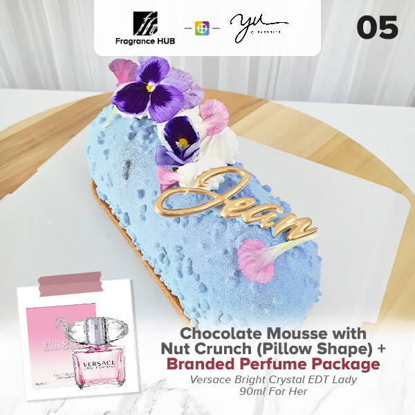 Chocolate Mousse with Nut Crunch (Pillow Shape) + Fragrance Hub Branded Perfume (By: Yu.Qi Pastries from KL)