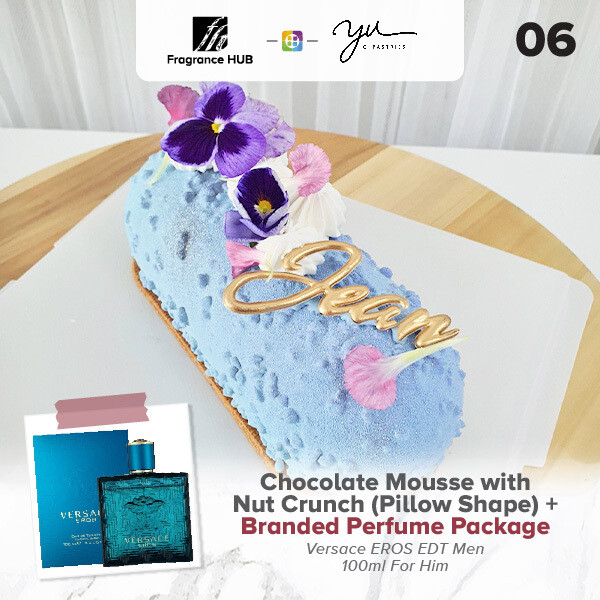 Chocolate Mousse with Nut Crunch (Pillow Shape) + Fragrance Hub Branded Perfume (By: Yu.Qi Pastries from KL)