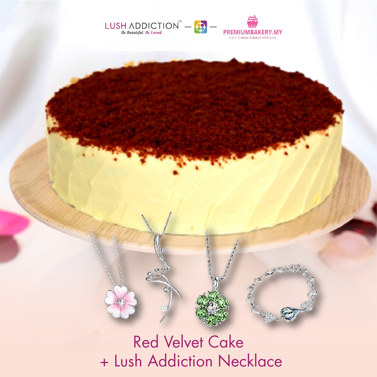 Red Velvet Cake + Lush Addiction Necklace (By: Premium Bakery  from KL)