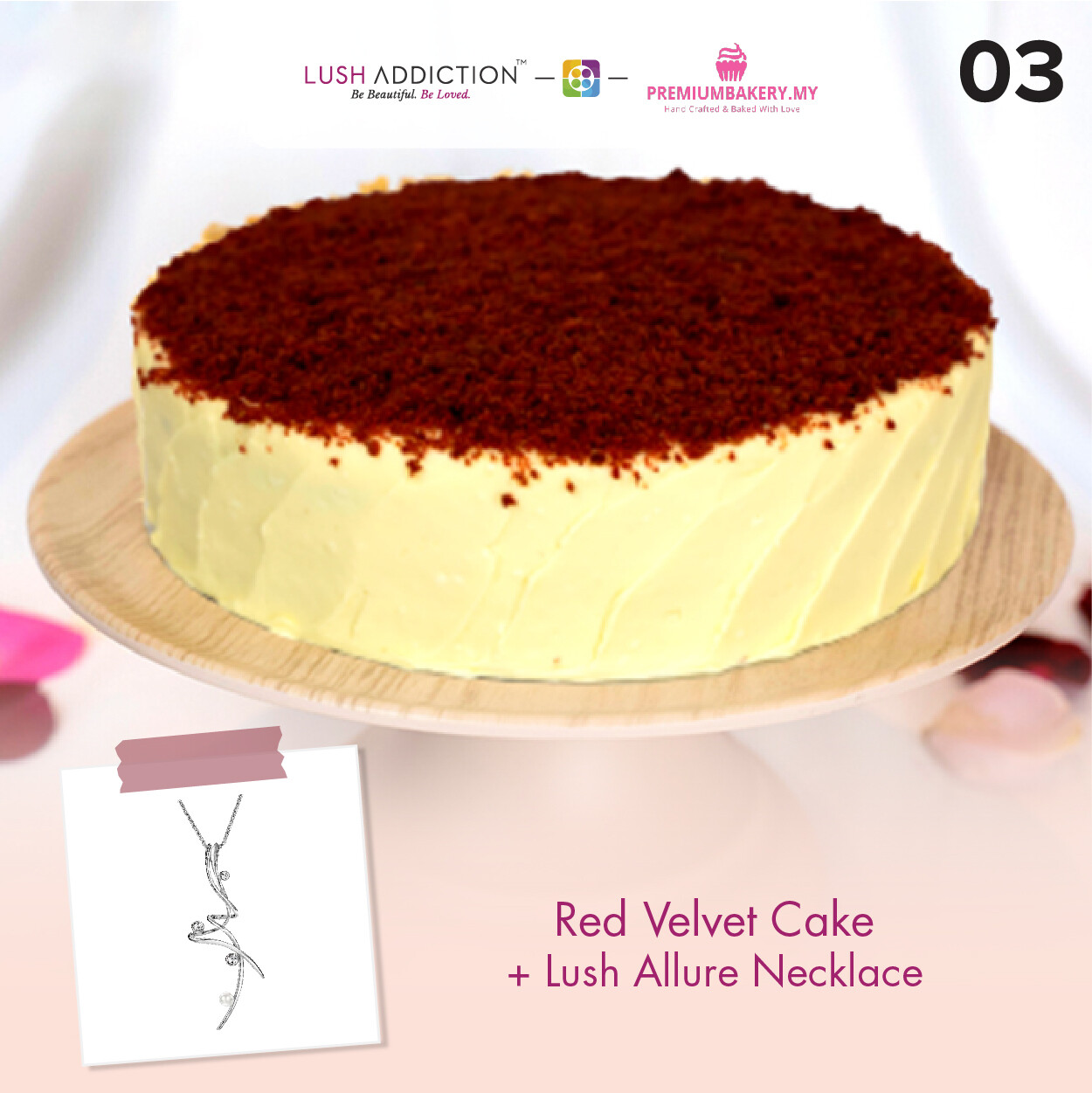 Red Velvet Cake + Lush Addiction Necklace (By: Premium Bakery  from KL)