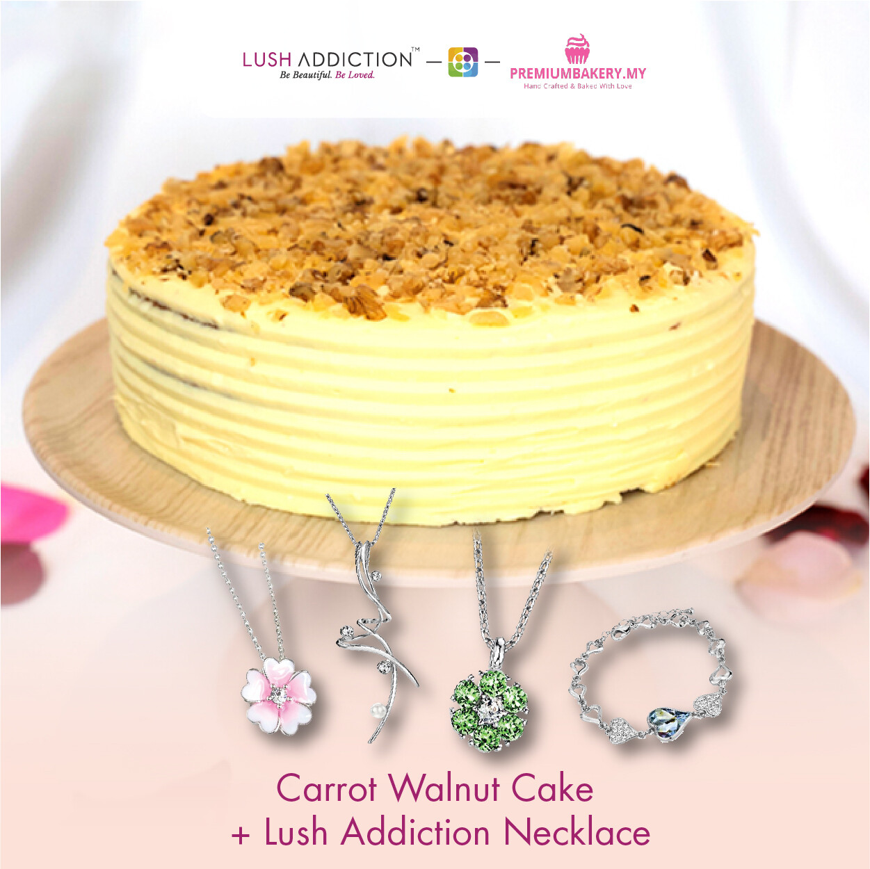 Carrot Walnut Cake + Lush Addiction Necklace (By: Premium Bakery  from KL)