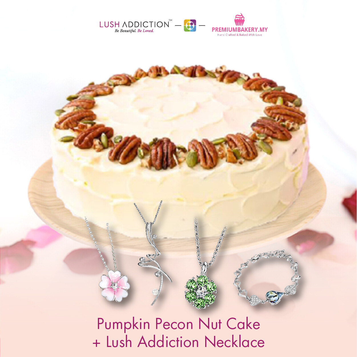 Pumpkin Pecon Nut Cake + Lush Addiction Necklace (By: Premium Bakery  from KL)