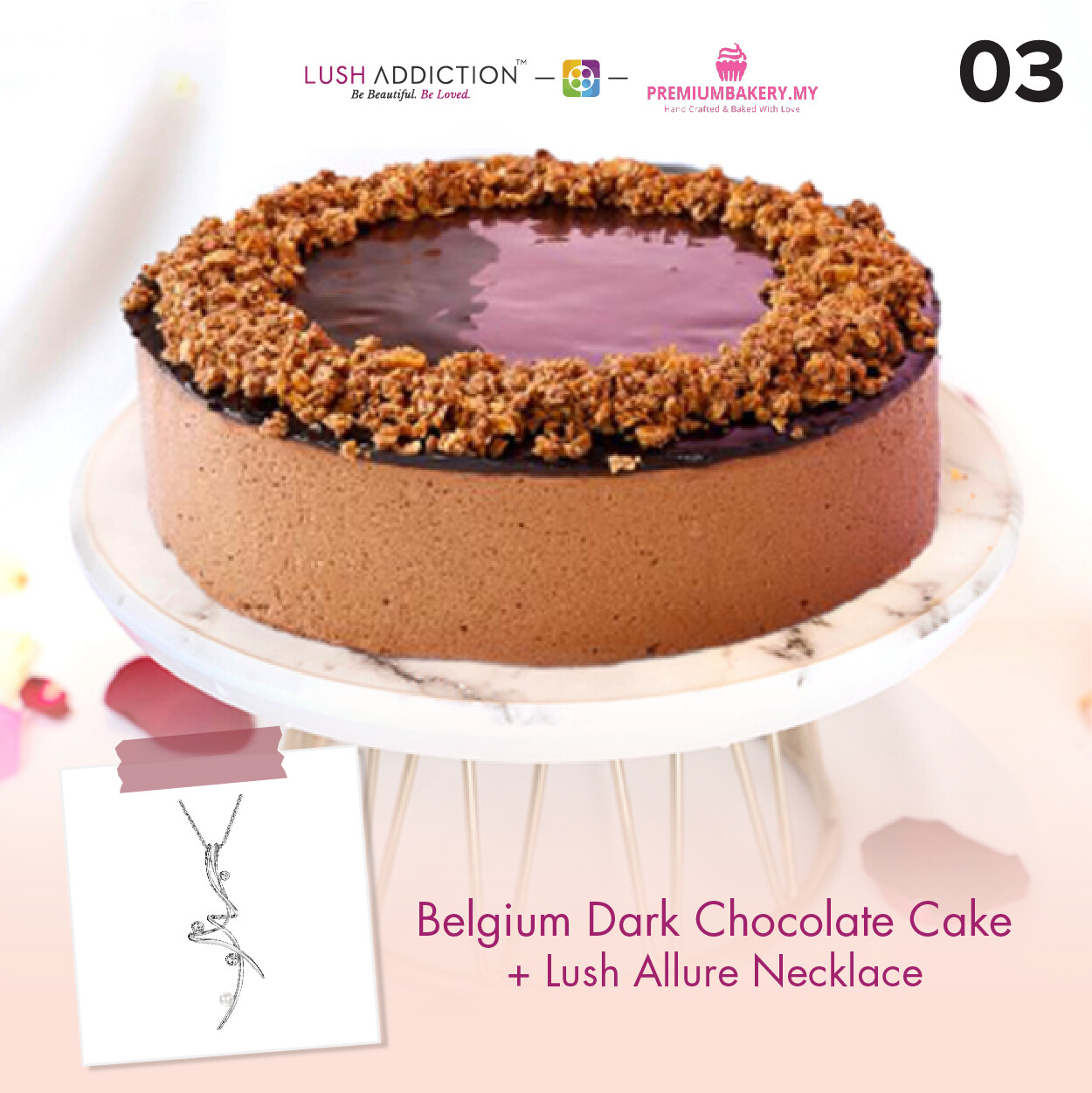 Belgium Dark Chocolate Cake + Lush Addiction Necklace (By: Premium Bakery  from KL)