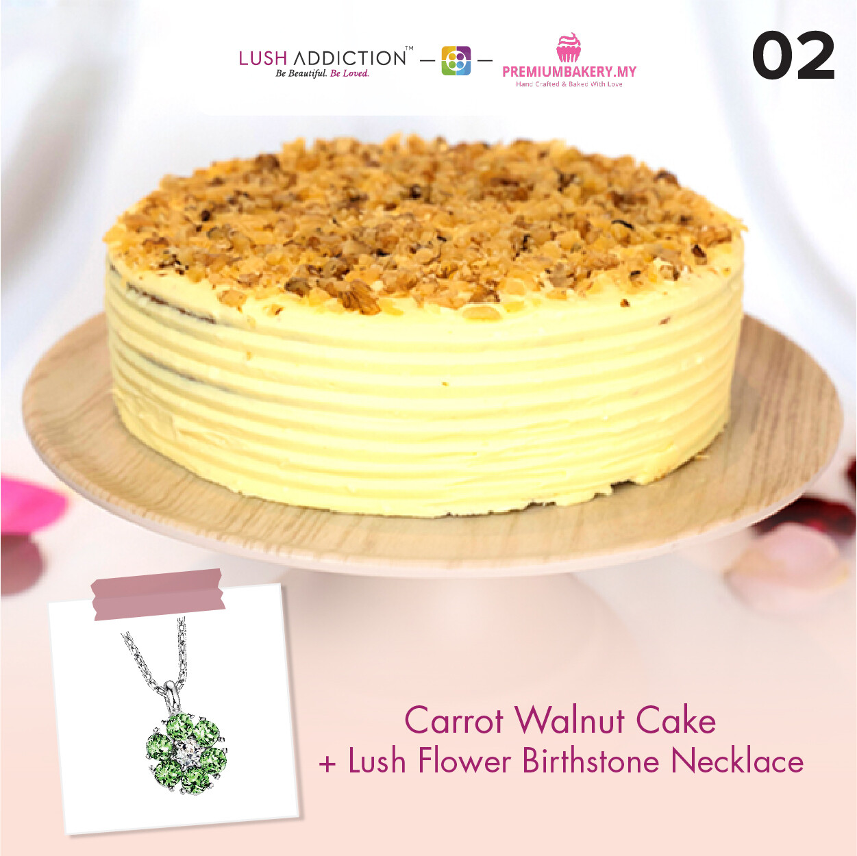 Carrot Walnut Cake + Lush Addiction Necklace (By: Premium Bakery  from KL)