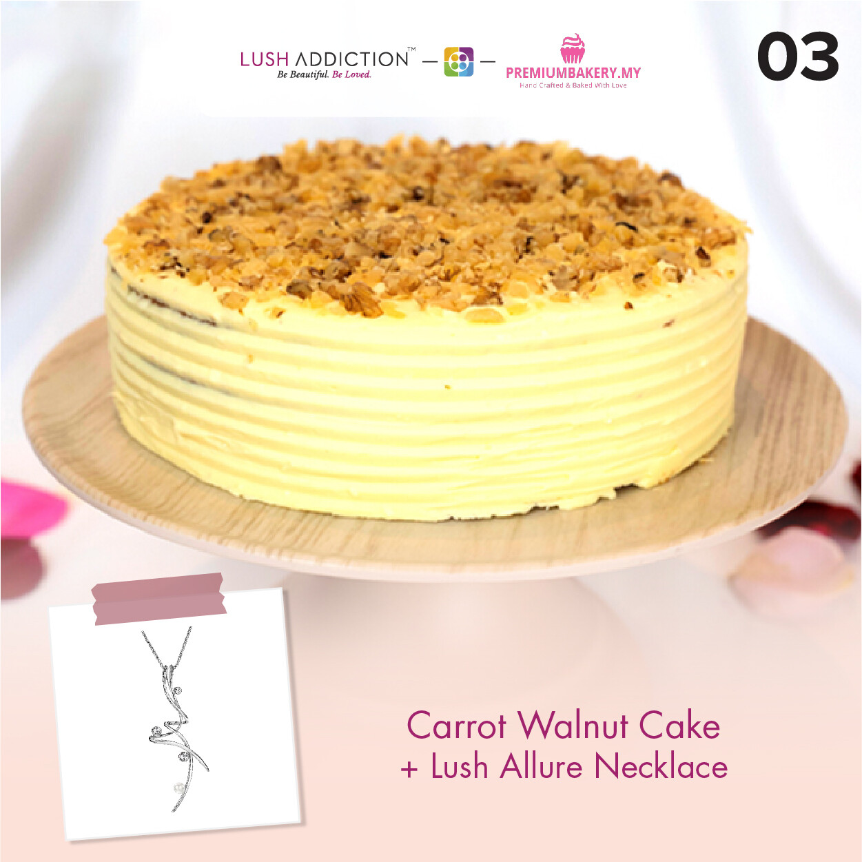 Carrot Walnut Cake + Lush Addiction Necklace (By: Premium Bakery  from KL)
