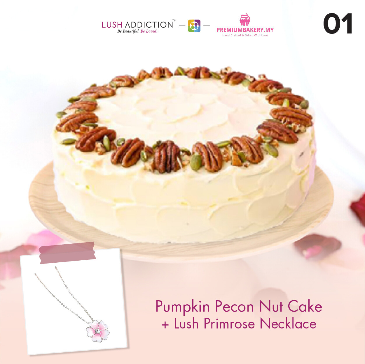 Pumpkin Pecon Nut Cake + Lush Addiction Necklace (By: Premium Bakery  from KL)