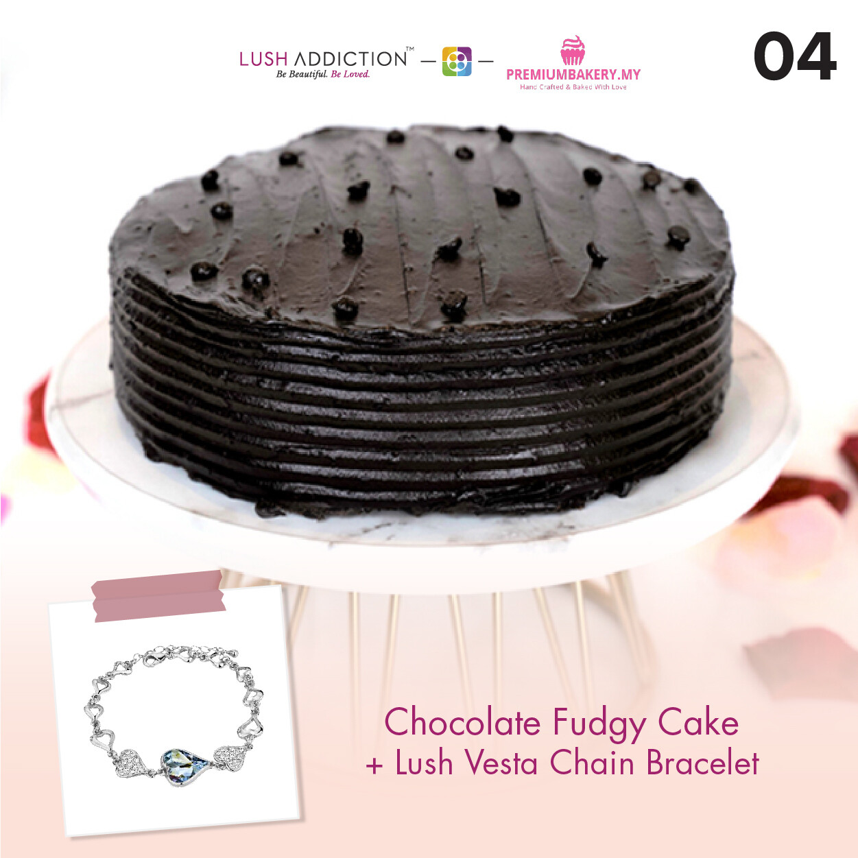 Chocolate Fudgy Cake + Lush Addiction Necklace (By: Premium Bakery  from KL)