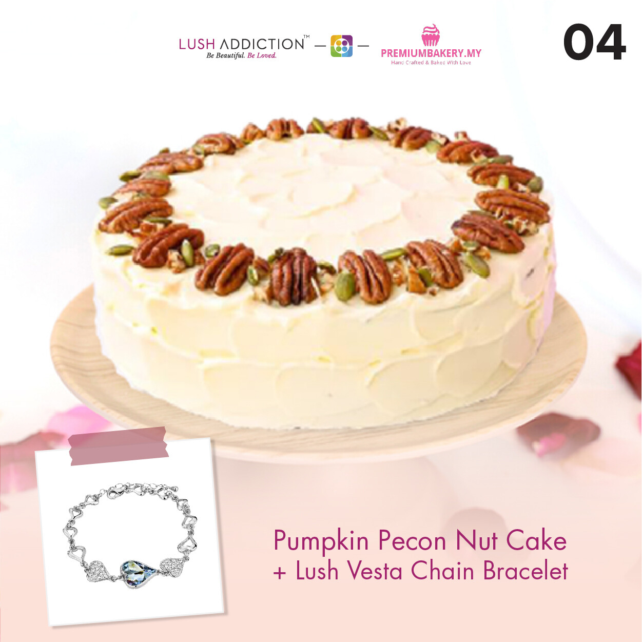 Pumpkin Pecon Nut Cake + Lush Addiction Necklace (By: Premium Bakery  from KL)