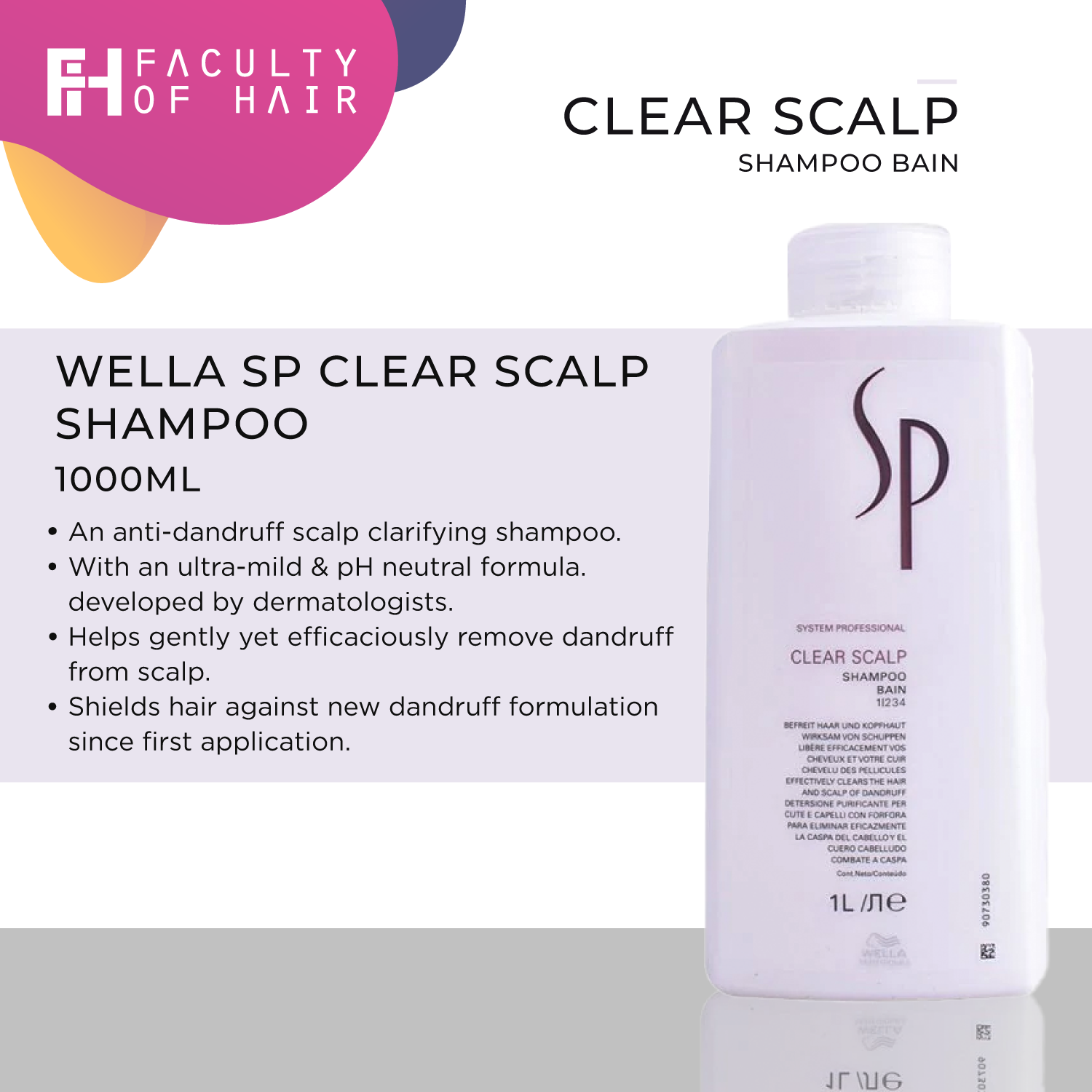 Wella SP System Professional Clear Scalp Shampoo 1000ml (By: Faculty of Hair)
