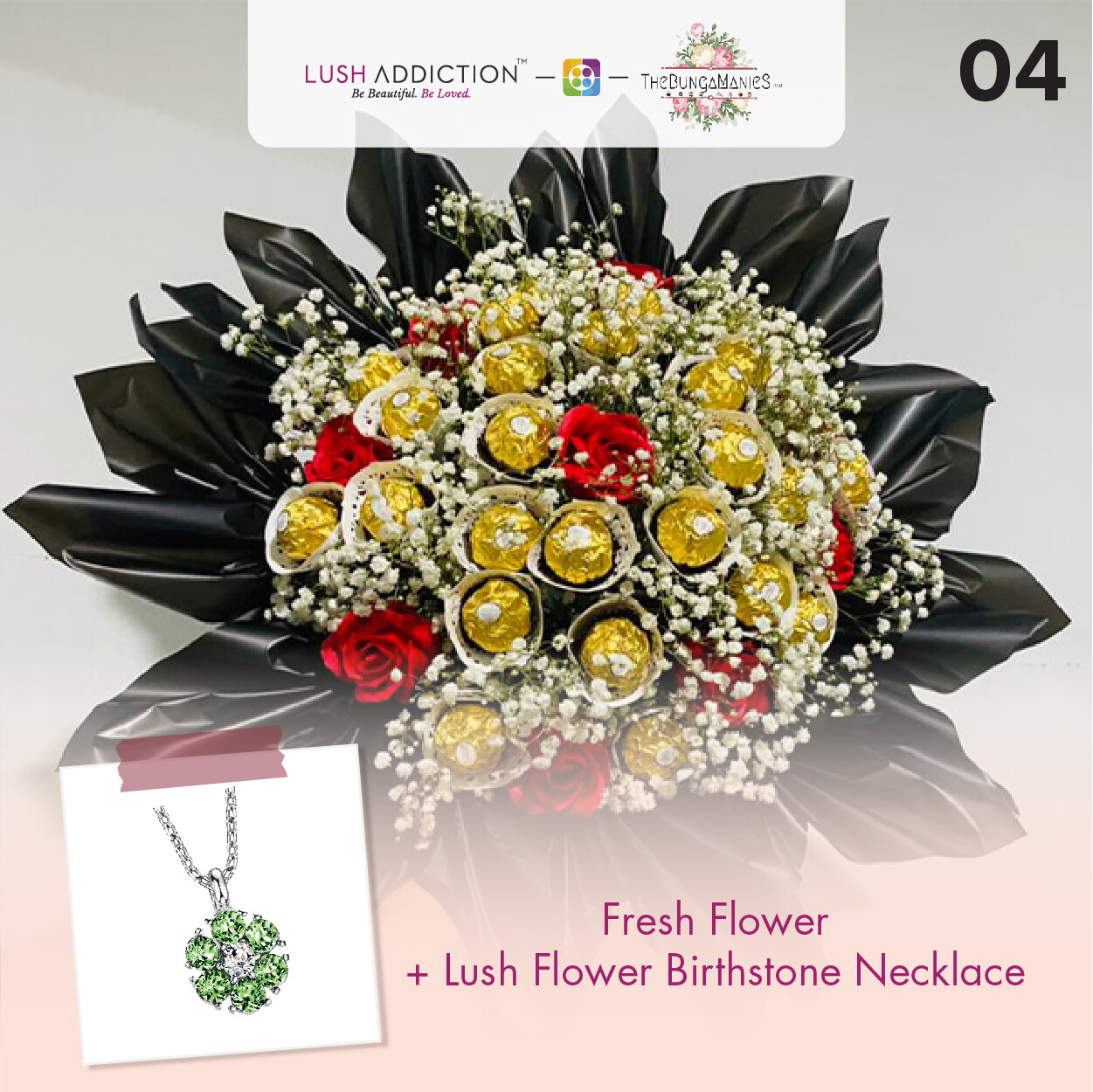 Million Romance Bouquet + Lush Addiction Necklace (By: The Bunga Manies from Bintulu)