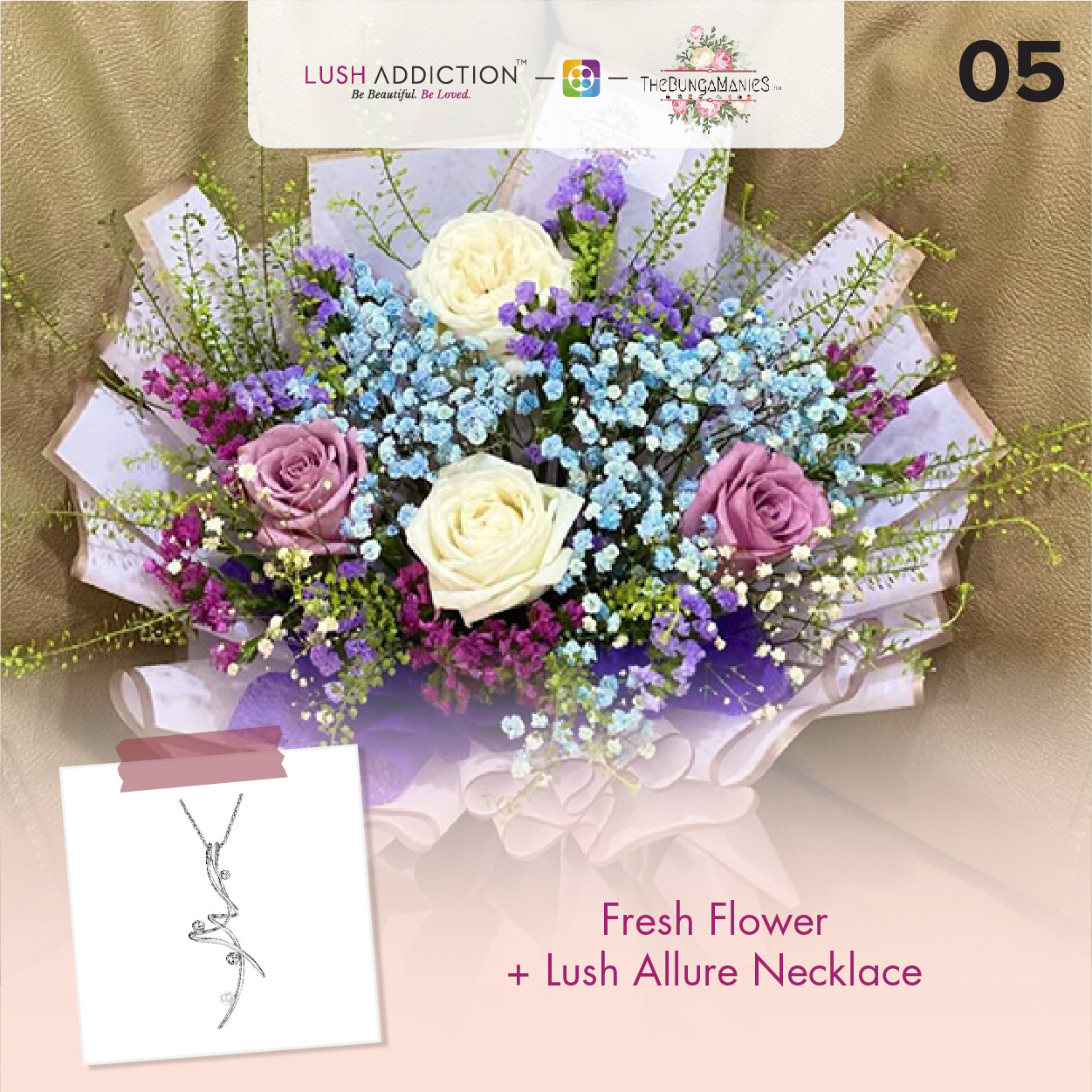 A Colourful Summer Fresh Flowers Bouquet + Lush Addiction Necklace (By: The Bunga Manies from Bintulu)
