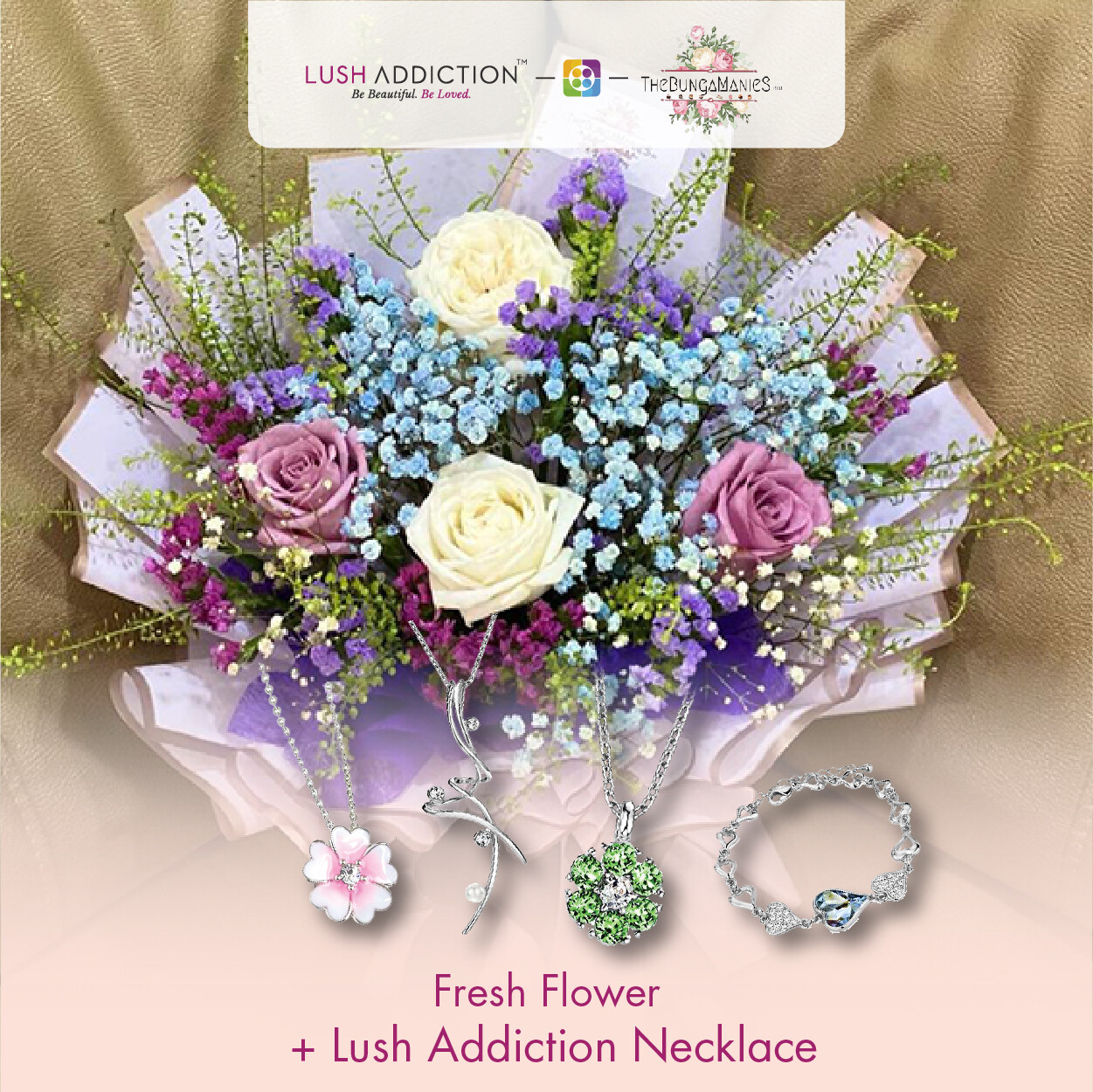 A Colourful Summer Fresh Flowers Bouquet + Lush Addiction Necklace (By: The Bunga Manies from Bintulu)