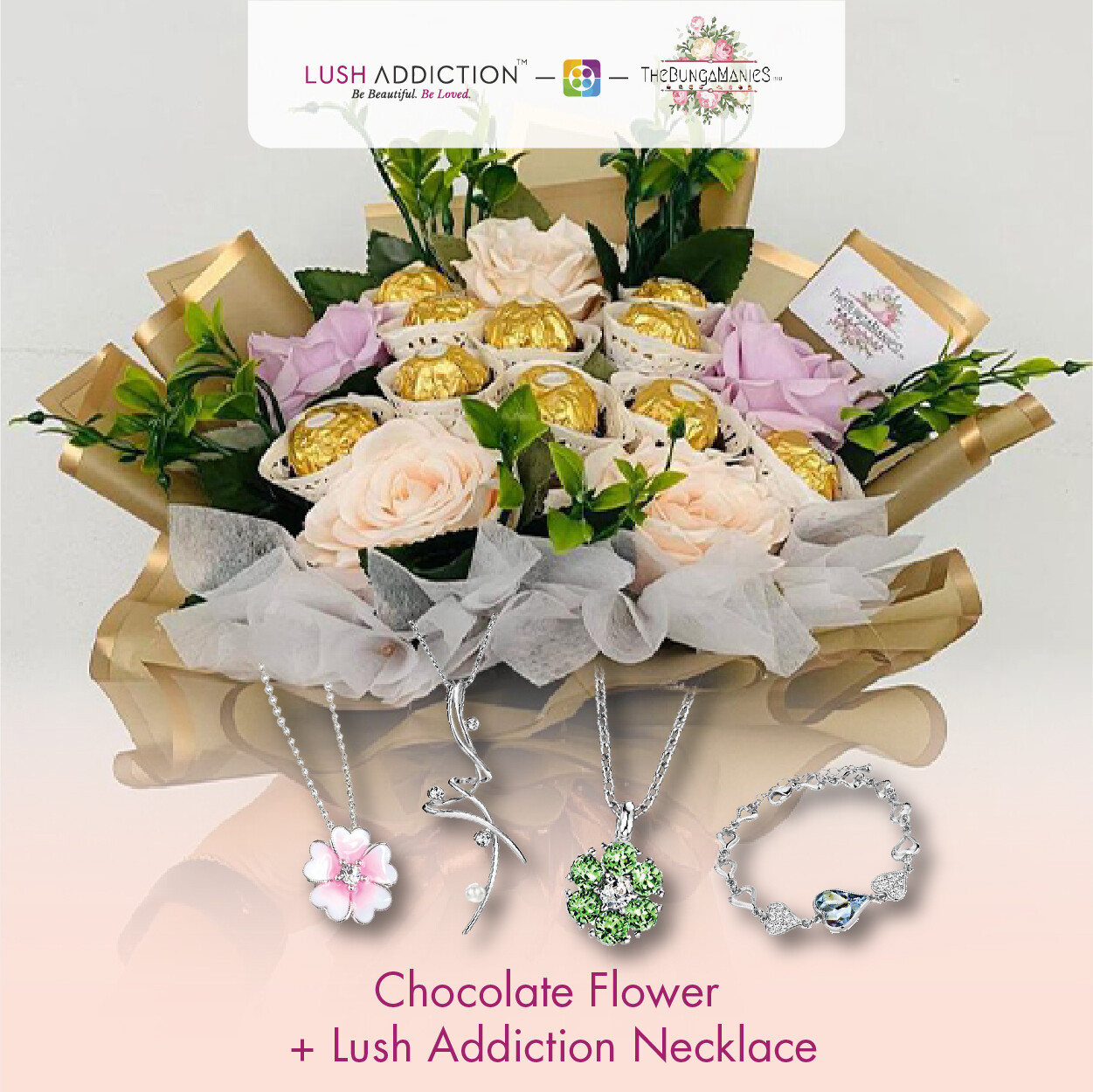 Good Old Time Soap Roses Bouquet  + Lush Addiction Necklace (By: The Bunga Manies from Bintulu)