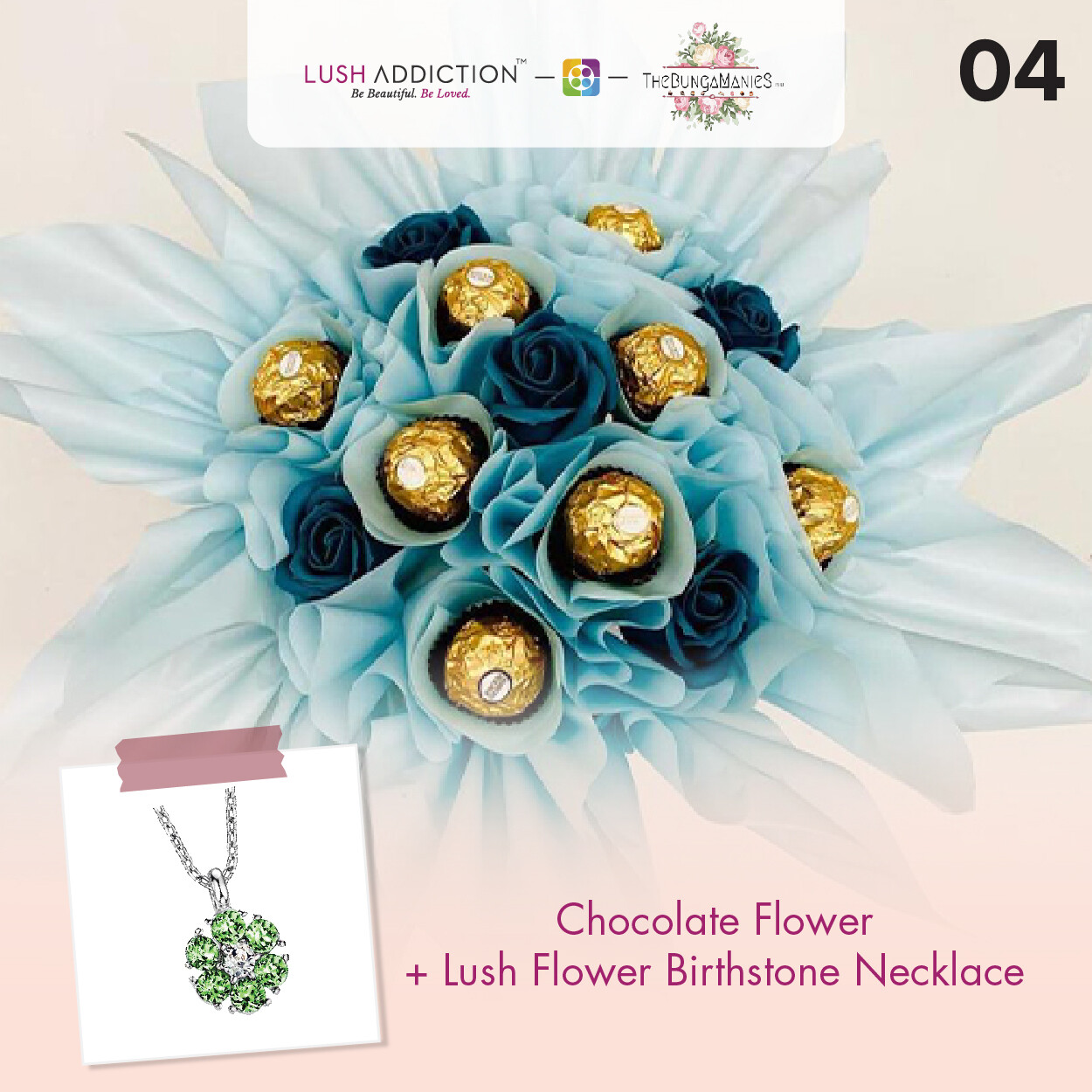 Golden Roses Bouquet + Lush Necklace (By: The Bunga Manies from Bintulu)
