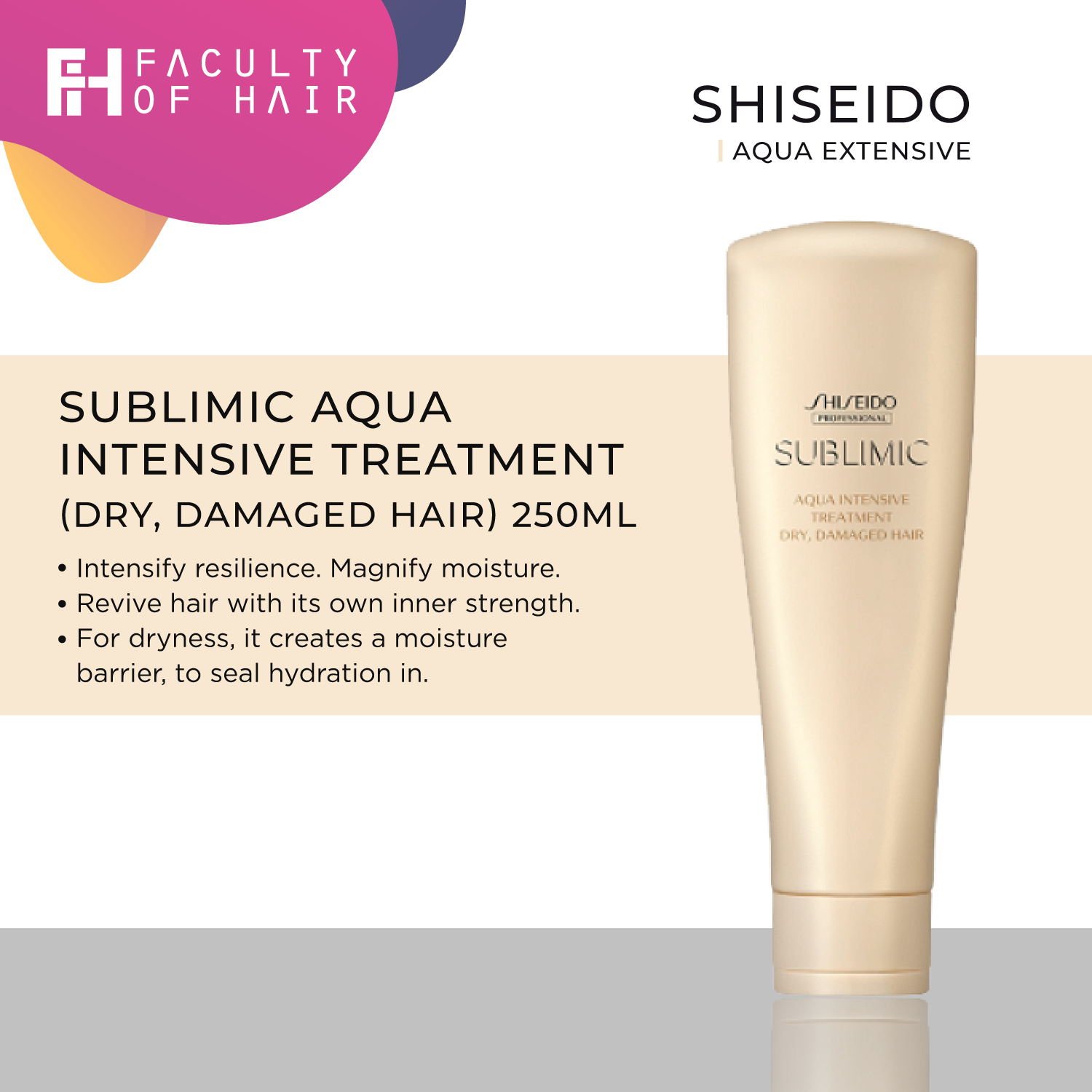 Shiseido Professional Sublimic Aqua Intensive Treatment For Weak, Damaged Hair 250ml (By: Faculty of Hair)