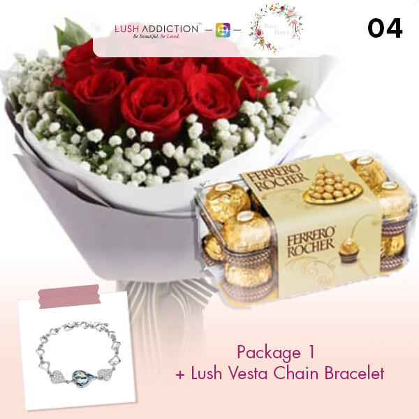 Package 1 + Lush Addiction Necklace (By: Twins Florist from Sri Petaling)