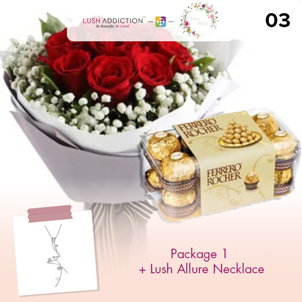 Package 1 + Lush Addiction Necklace (By: Twins Florist from Sri Petaling)