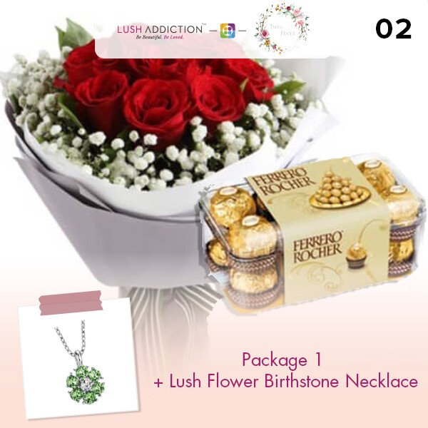 Package 1 + Lush Addiction Necklace (By: Twins Florist from Sri Petaling)