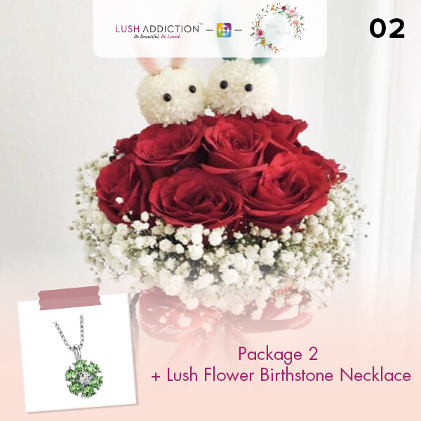 Package 2 + Lush Addiction Necklace (By: Twins Florist from Sri Petaling)
