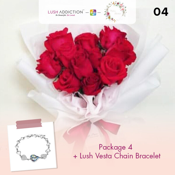 Package 4 + Lush Addiction Necklace (By: Twins Florist from Sri Petaling)