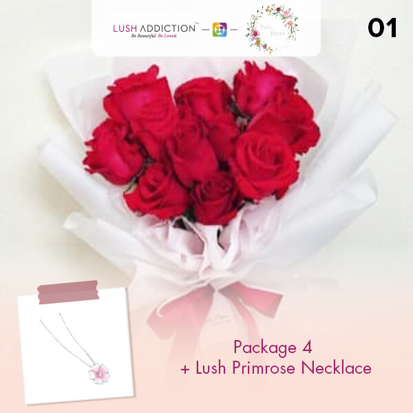 Package 4 + Lush Addiction Necklace (By: Twins Florist from Sri Petaling)