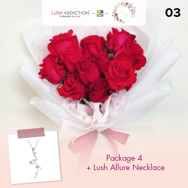 Package 4 + Lush Addiction Necklace (By: Twins Florist from Sri Petaling)
