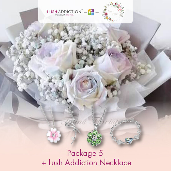 Package 5 + Lush Addiction Necklace (By: Twins Florist from Sri Petaling)