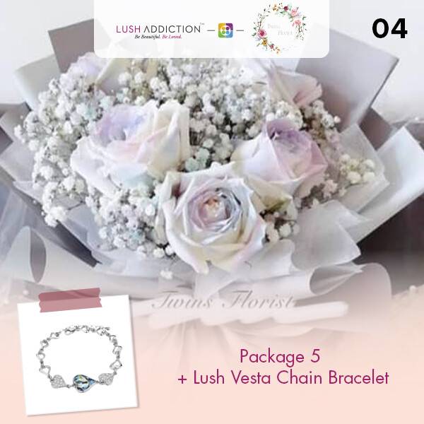 Package 5 + Lush Addiction Necklace (By: Twins Florist from Sri Petaling)