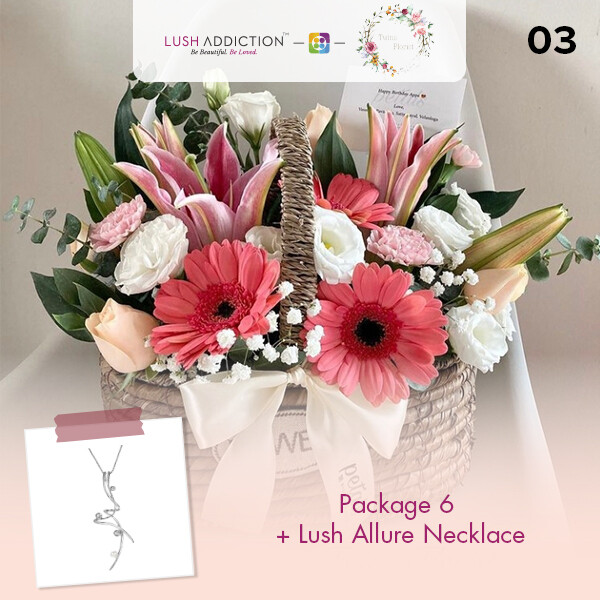 Package 6 + Lush Addiction Necklace (By: Twins Florist from Sri Petaling)